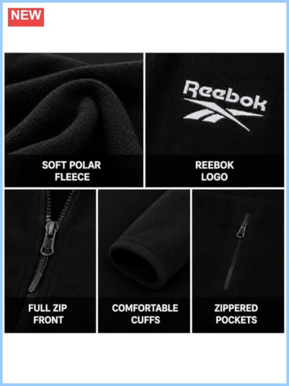 Reebok Women's Fleece Zip-Up Jacket Lightweight Hooded Winter Coat